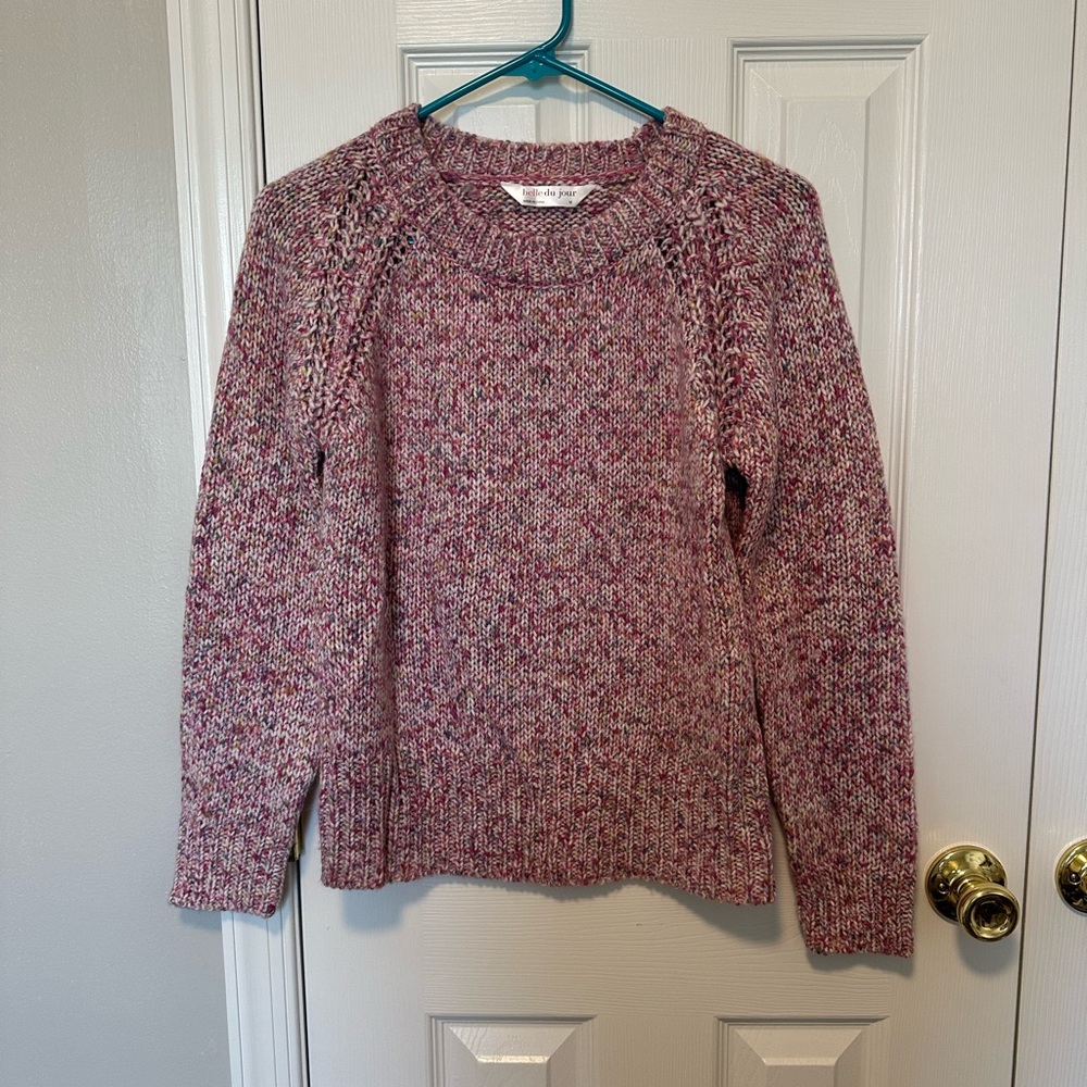 Belle Du Jour Pink Marled Crewneck Sweater